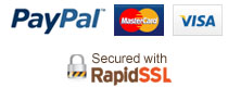 PayPal, MasterCard, American Express, VISA, 100% Secure RapidSSL